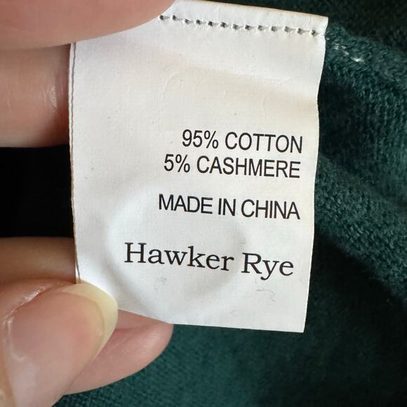 Hawker Rye Men’s Green Cotton Cashmere Henley Hoodie Sweater NWT Size 2XL - Picture 6 of 8
